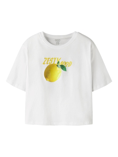 NAME IT KIDS - NKF FARINAZ SS NREG SHORT TOP BOX - Bright White LEMON